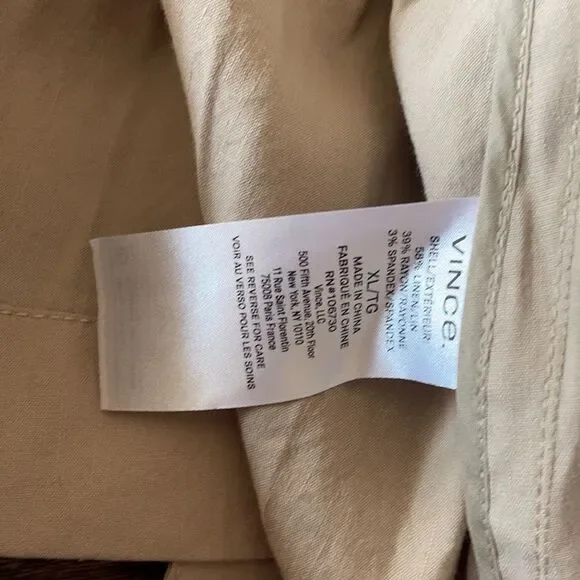 🎀SSENSE NEW Vince. Belted linen blend jacket x-large beige women’s - Picture 12 of 12
